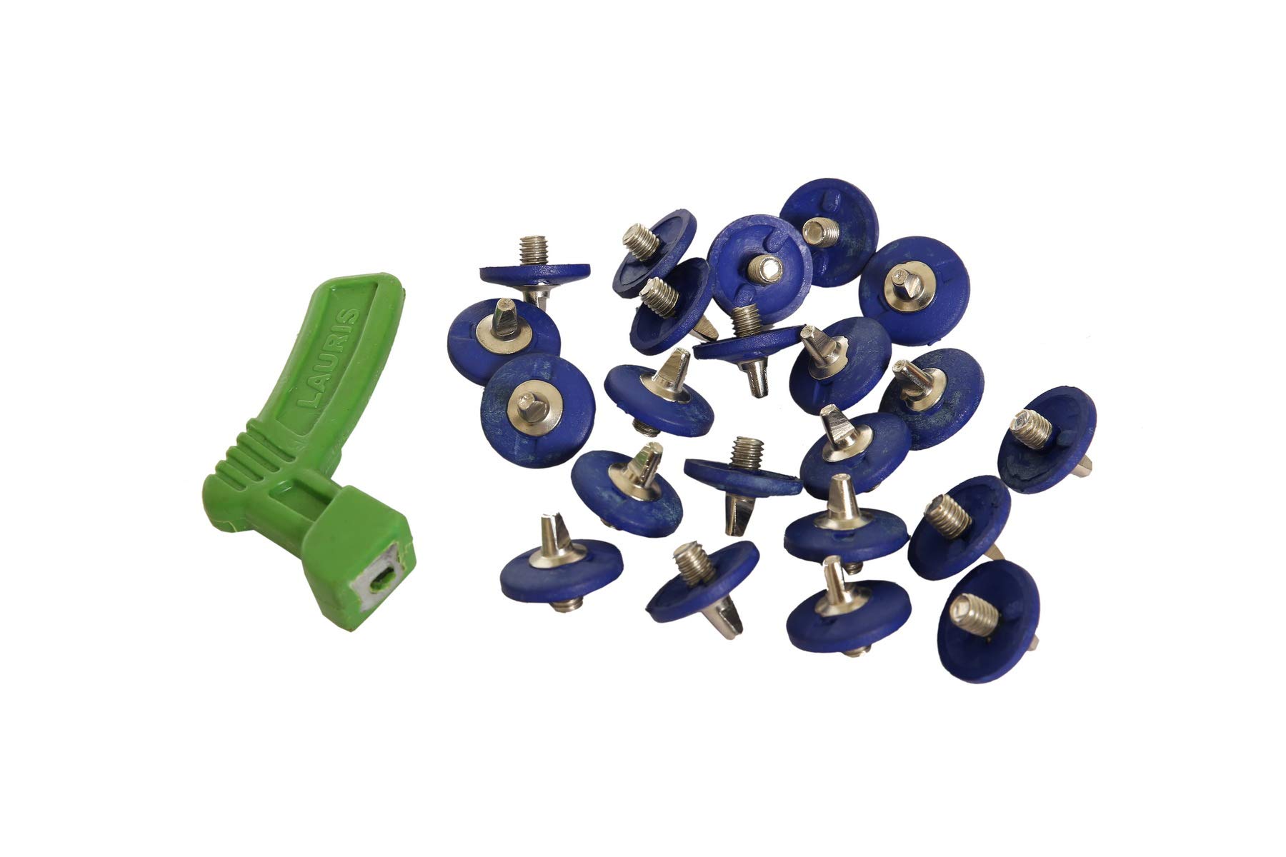 LAURISCricket Shoe Spikes Boys Mens Replaceable Spikes with Tighter Key in A Pack of 22 Nails, Cricket Shoe Nails, Cricket Shoes for Men with Spikes | Blue Colour