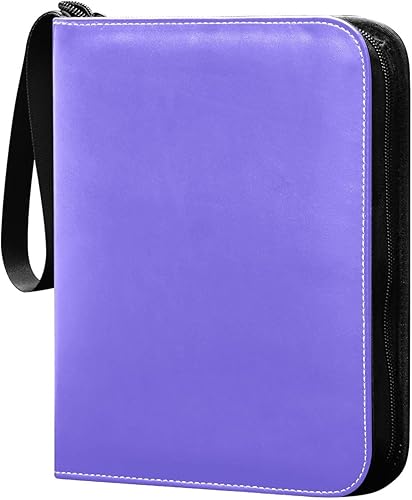 Medium Slate Blue Card Album in Durable PU Leather, Secure Zippered Design, Waterproof Baseball Card Binder