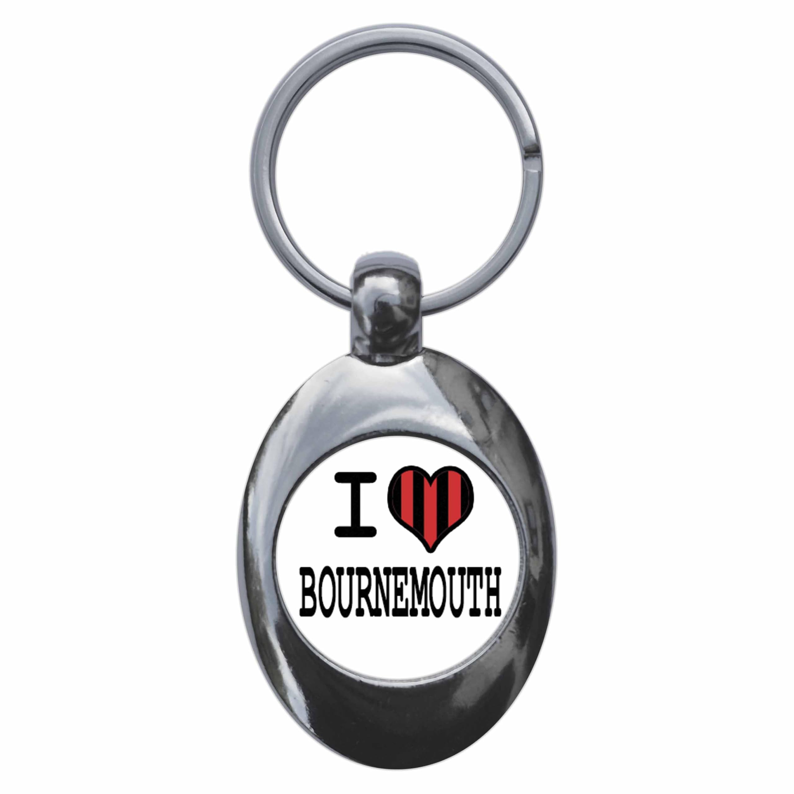 Ozorath I Heart Love Bournemouth Keyring Keychain Key Ring Chain With Trolley Coin