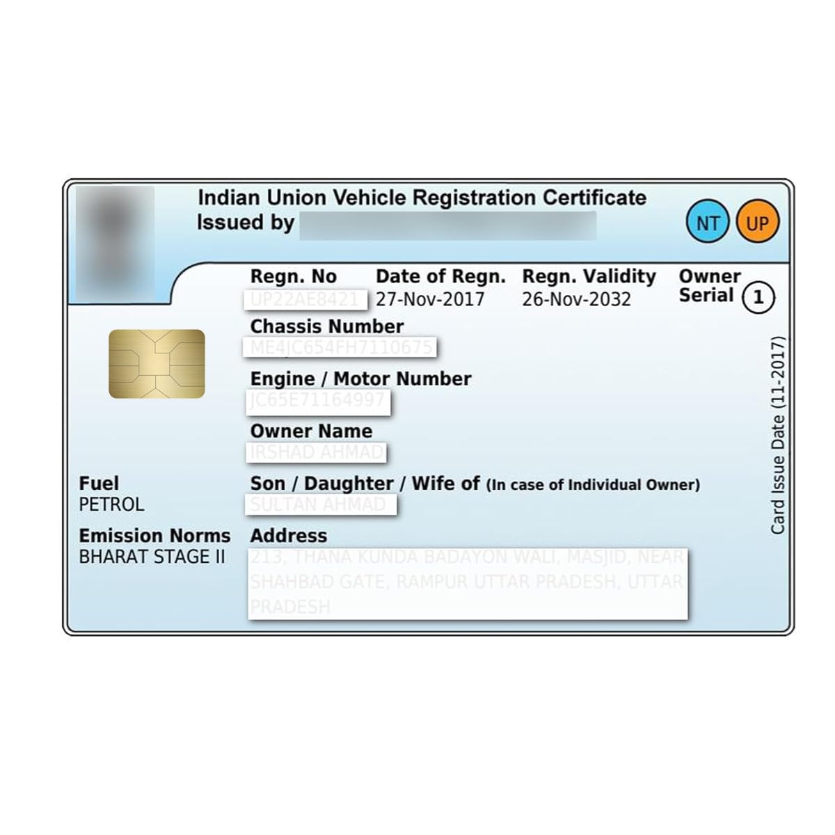 RC PVC Card Print | Vehicle Registration Certificate Card Print | Waterproof & Durable PVC Cards | Professional Quality | Standard Size 8.6 x 5.4 cm (Pack of 1)-image-8