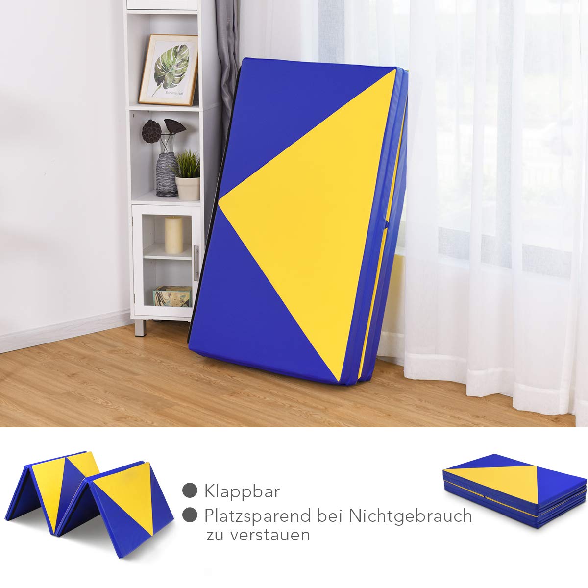 COSTWAY 300 x 120 x 5 cm Weichbodenmatte | Gymnastikmatte klappbar | Yogamatte verbindbar | Turnmatte groß | Klappmatte | Fitnessmatte Farbwahl
