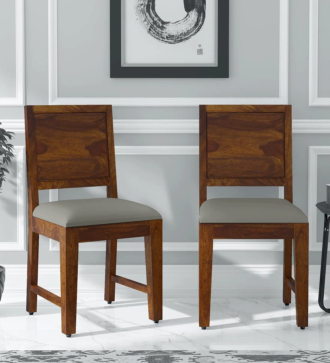 COMBAT FURNITURE Sheesham Wood Dining Chairs Set of 2 for Dining Room Furniture || Wooden Chairs Set with Cushion for Living Room Home and Office (Teak Finish)-image-8