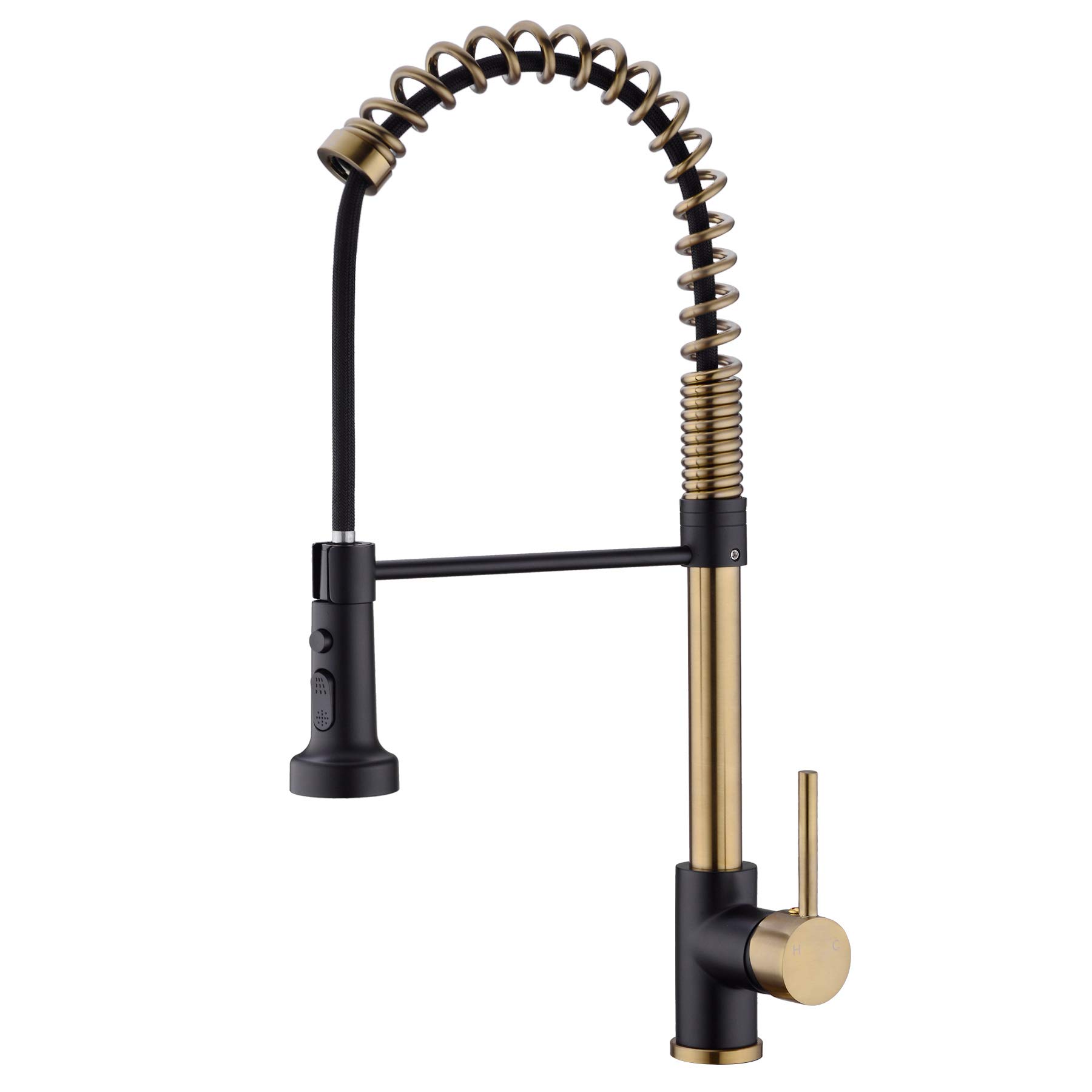 Buy Fonveth Black Brushed Gold Kitchen Faucet, Pre Rinse Single Handle