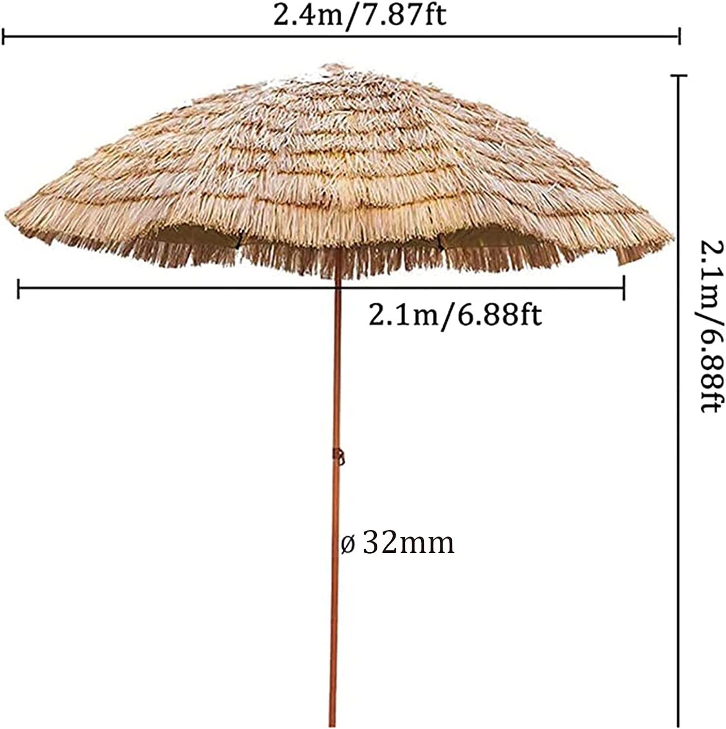 Amazon.com : NEWCES Φ2.4M Imitation Straw Parasol Summer Sun
