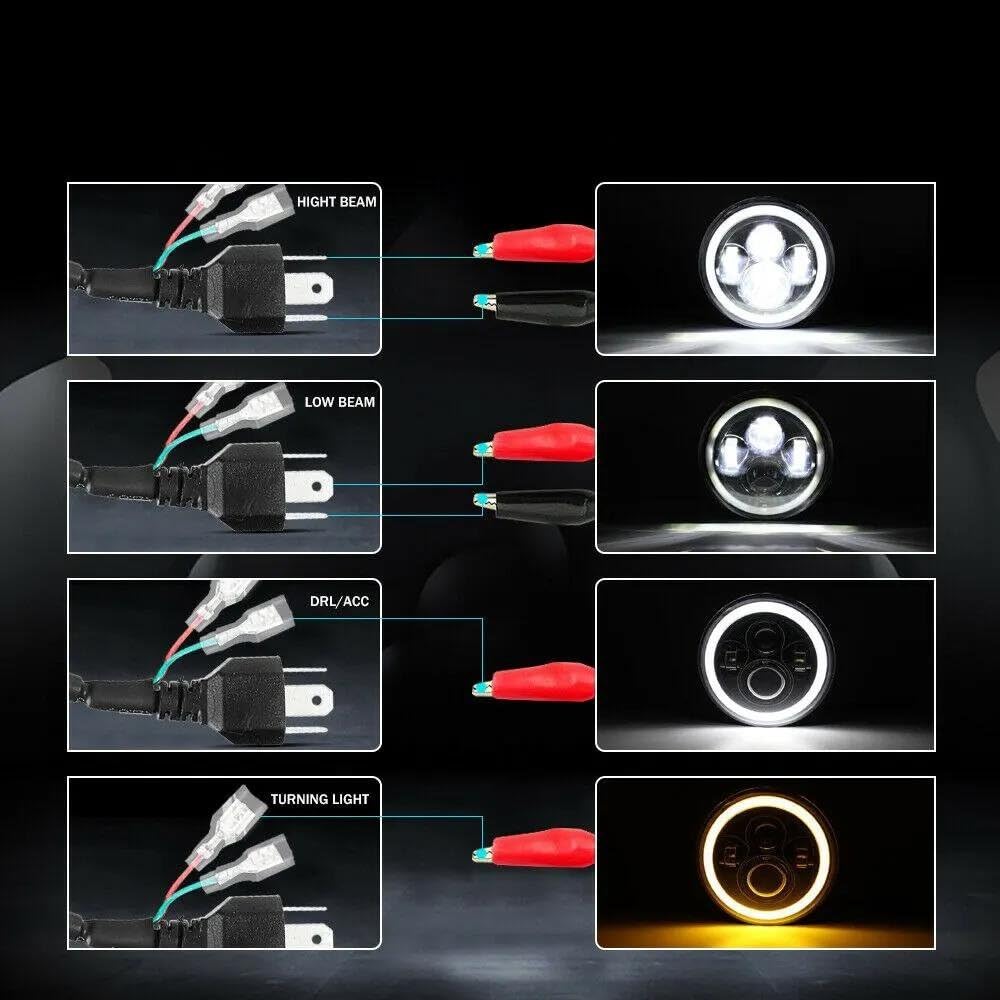 Per Suzuki Per Samurai Faro A LED Da 7 Pollici Per Auto DRL H4 Hi-Lo Con Halo Angel Eyes Faro 12V 24V