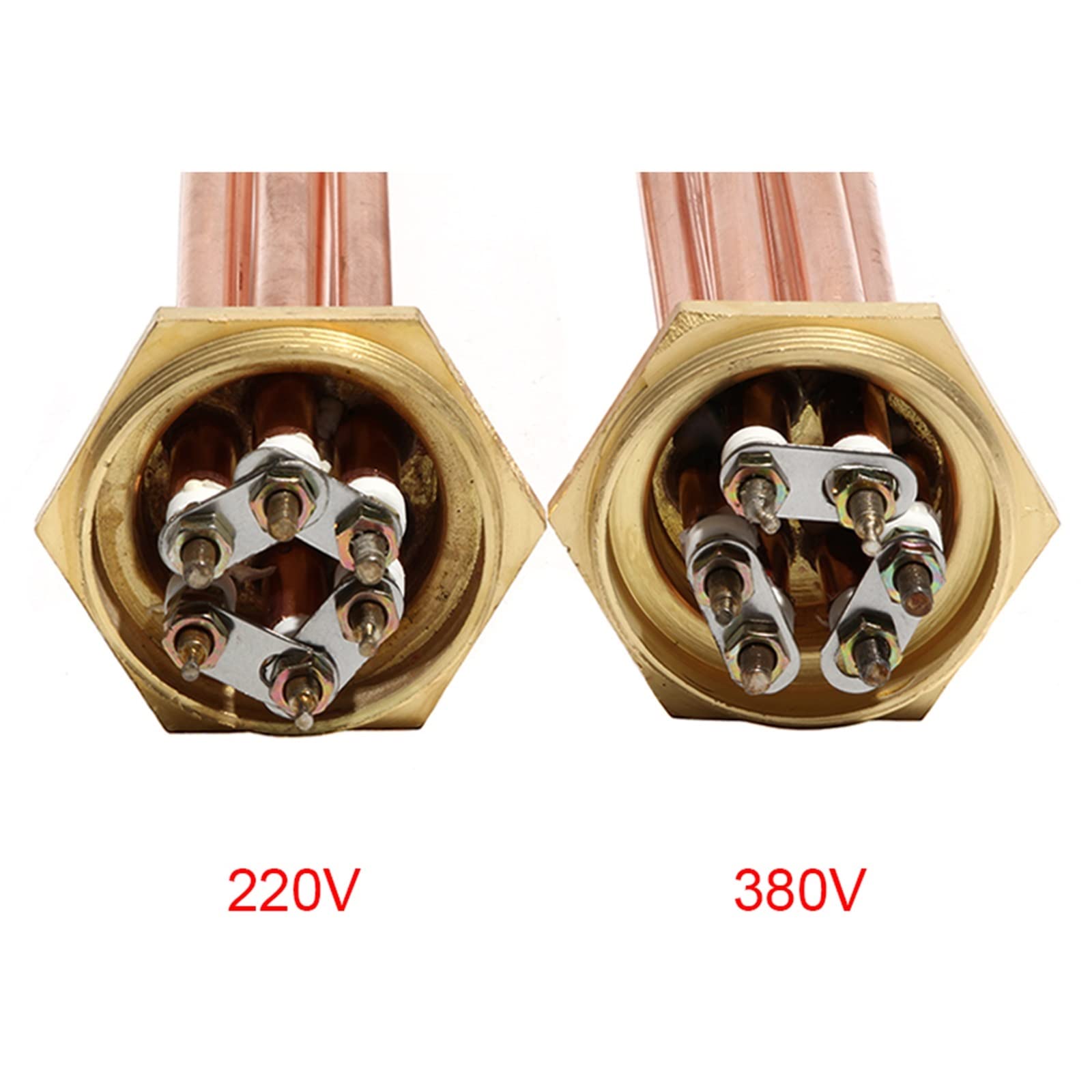 2 cale/DN50 średnica 8 mm całkowicie miedziany rurowy podgrzewacz wody z akcesoriami 110 V/220 V/380 V elektryczna część grzewcza 3 kW/4,5 kW/6 kW/9 kW/12 kW radosny (rozmiar: B-380 V, kolor: 9