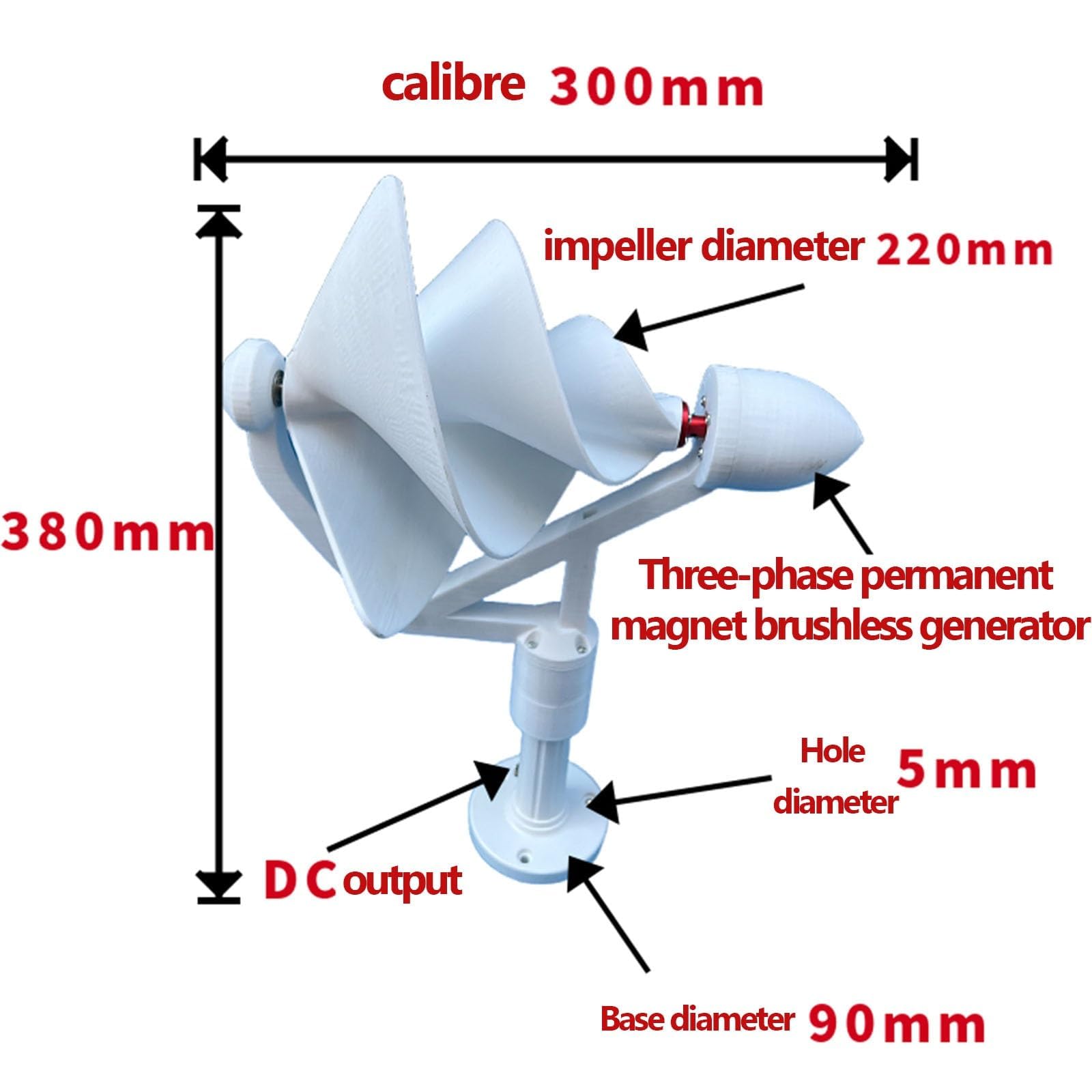 Set di generatori di turbine eoliche da 50 W, 3 mini turbine a magnete permanente a spirale verticale di Archimede per la casa e la piccola fattoria