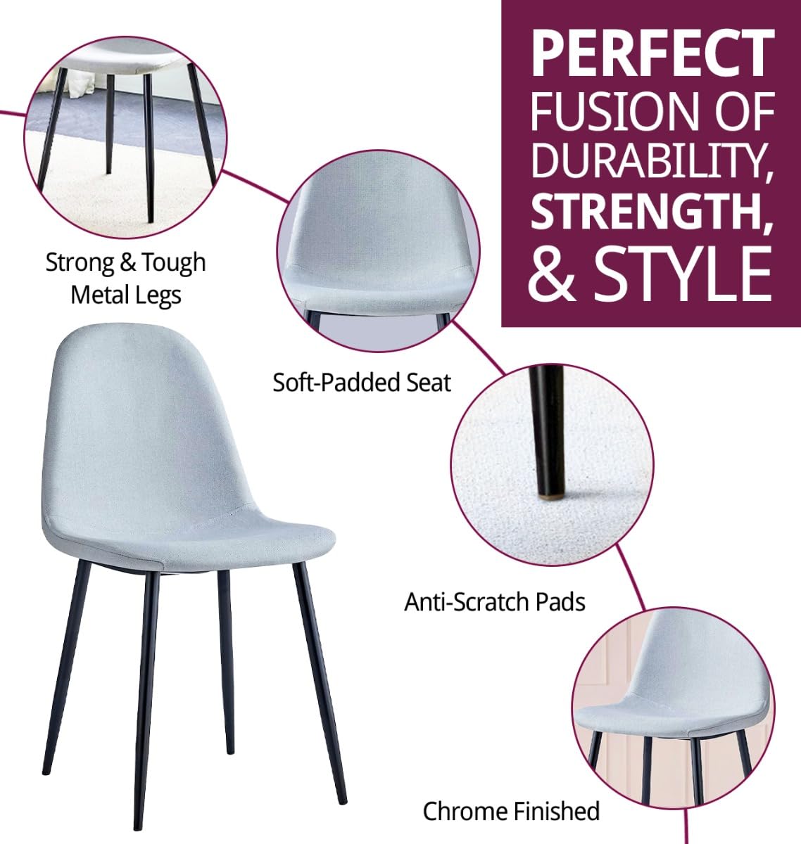 Set Di 4 Sedie Da Pranzo In Ecopelle Marrone Con Gambe In Metallo Incl Materiale Di Montaggio Ml Design