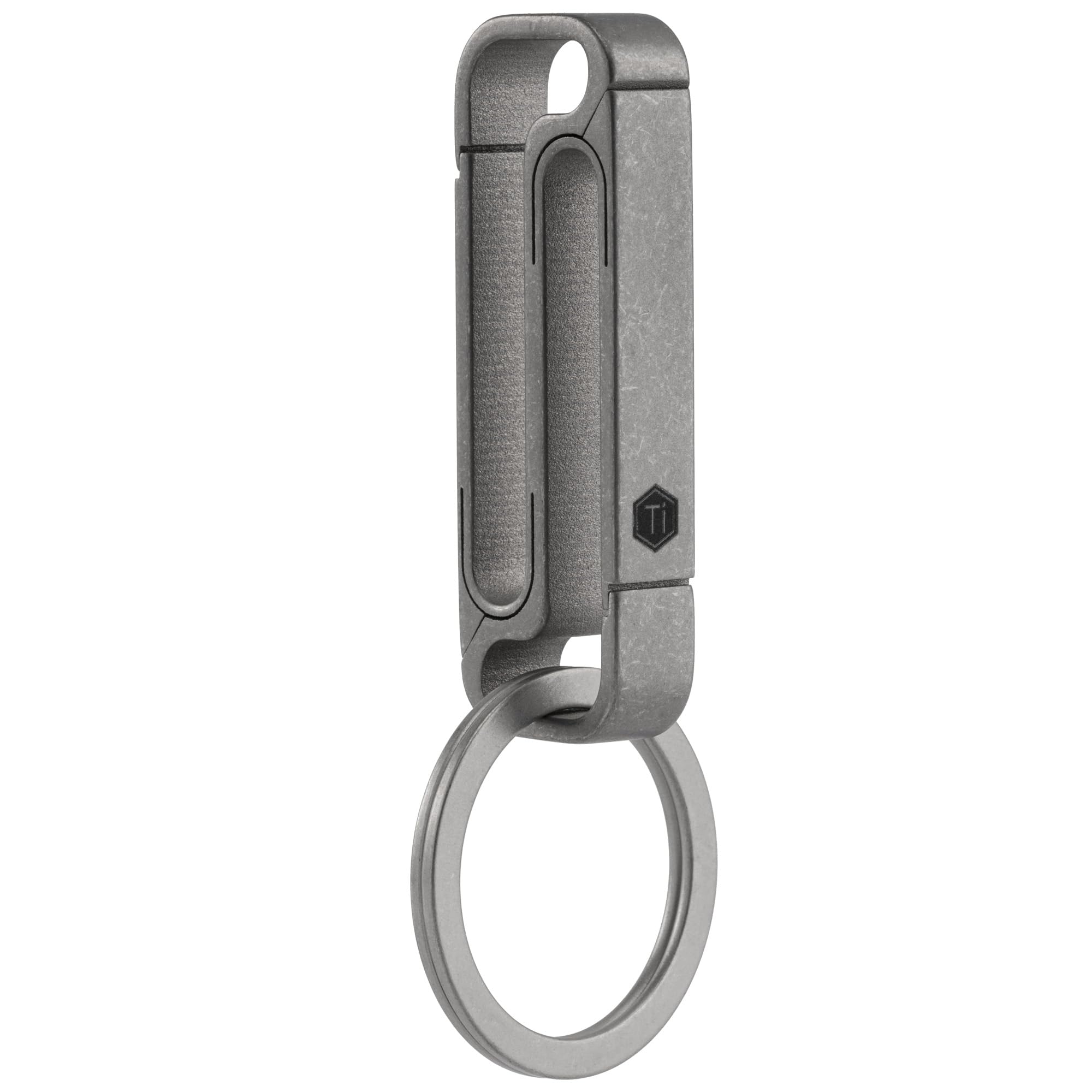 Keyunity Unisex Km11 (Sandblasted) Km11 Heavy Duty Belt Key Holder With Metal Key Rings, Titanium Men Keychain Carabiner Key Holder Clip (Sandblasted)