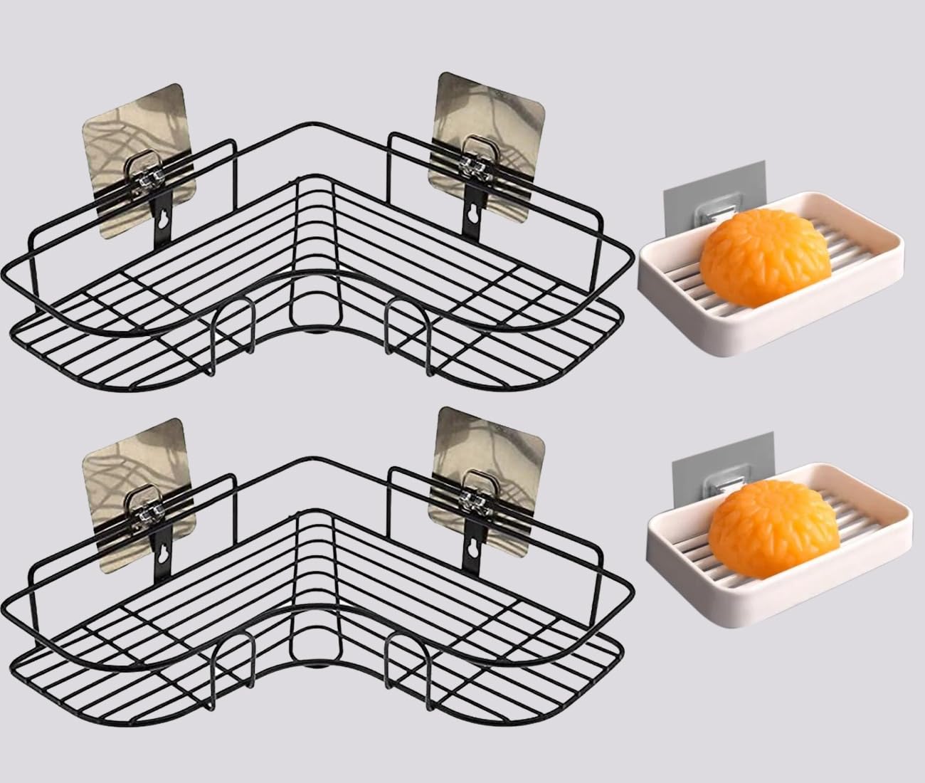 SASTIKAM Wall Mounted Self-Adhesive Bathroom Corner Shelf/Kitchen Rack & Holder - Bathroom Accessories (Material-GI Metal, Powder Coated Finish, Black, L Shape (Pack of 1) (B0D6GM9LS2) Amazon Price History, Amazon Price Tracker