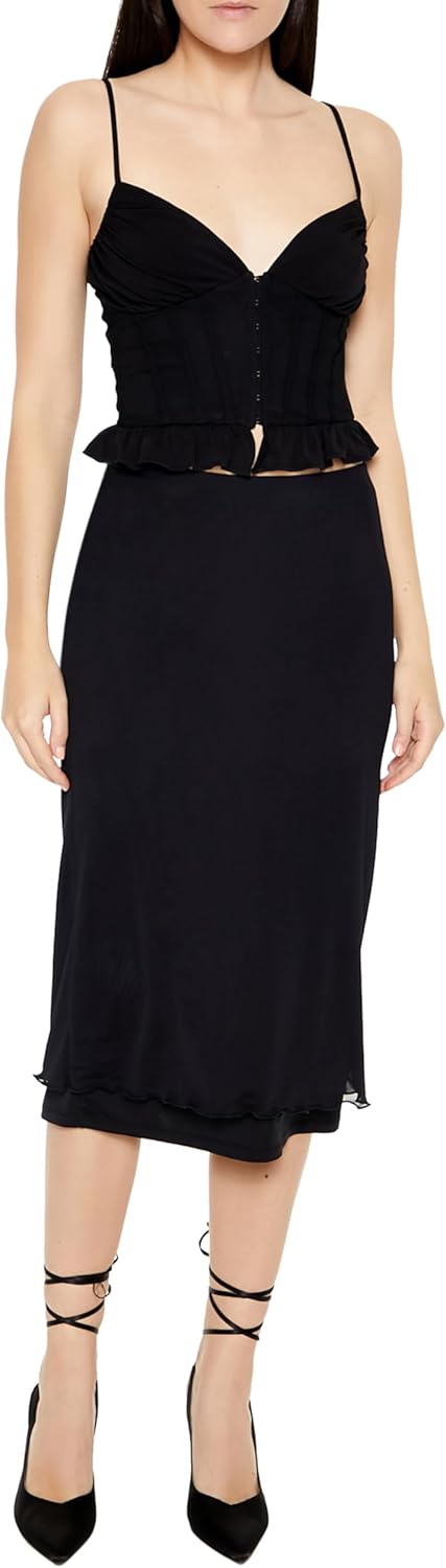 Forever 21 Womens Mesh Midi Column Skirt