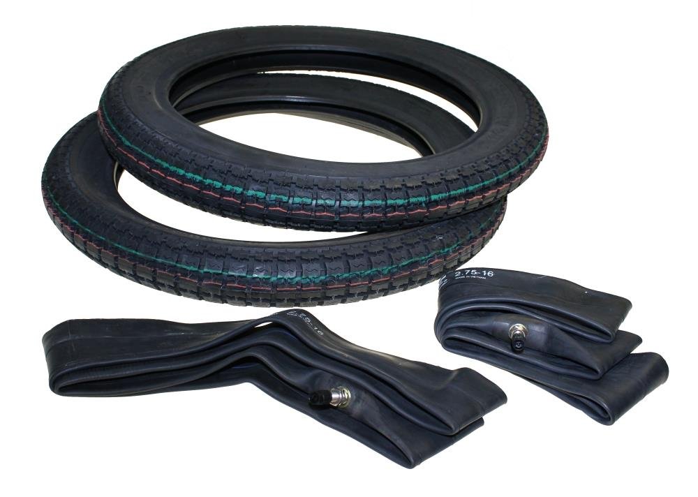 2X Reifen und 2X Schlauch 2.75-16, Reifensatz für Simson Moped Mofa Habicht Spatz Sperber Star Schwalbe S35 S50 SR4-3 S70 S83 KR51/1
