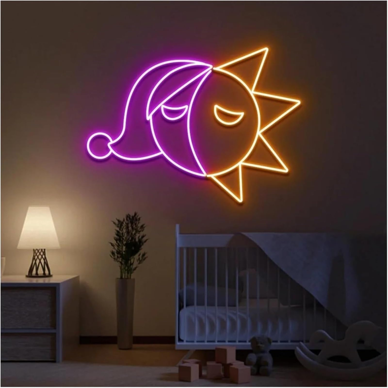 Luci al neon Per lampada al neon Sole per Luna per insegne per luminosità regolabile alimentata 30cmx38cm