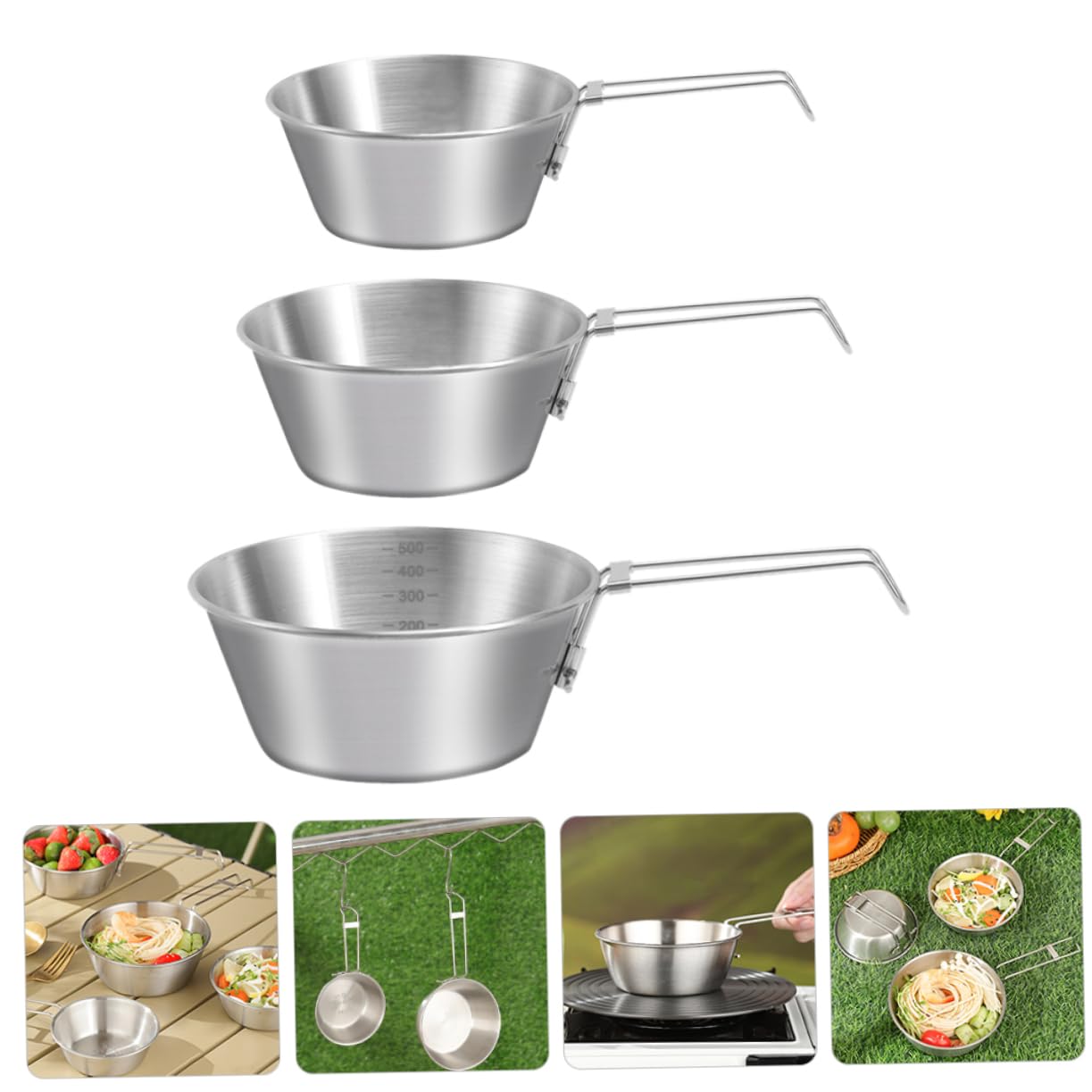 Toyvian 2 Sätze Faltbare Schüssel Teiliges Campinggeschirr Mit Praktischen Klappgriffen Für Picknick Und Outdoor Aktivitäten Platzsparend Und Langlebig Hochwertigem 3 Stücke * 2