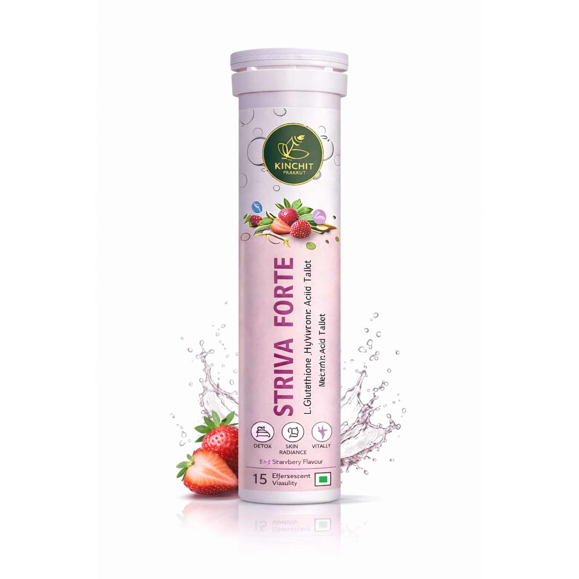 Kinchit Prakrut STRIVA FORTE Effervescent Tablets | L-Glutathione, Hyaluronic Acid, Shatavari & Ashwagandha | Herbal Blend for Women