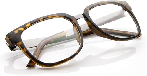 Miniatura 7 de zeroUV Designer Inspired Clear Lens Horn Rimmed Style Glasses with Metal Arms