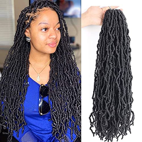 New Faux Locs Crochet Hair 18 inch Goddess Locs Crochet Braids Hair 6 Packs/lot 100% Premium Fiber Synthetic Hair African Hair (#1B)