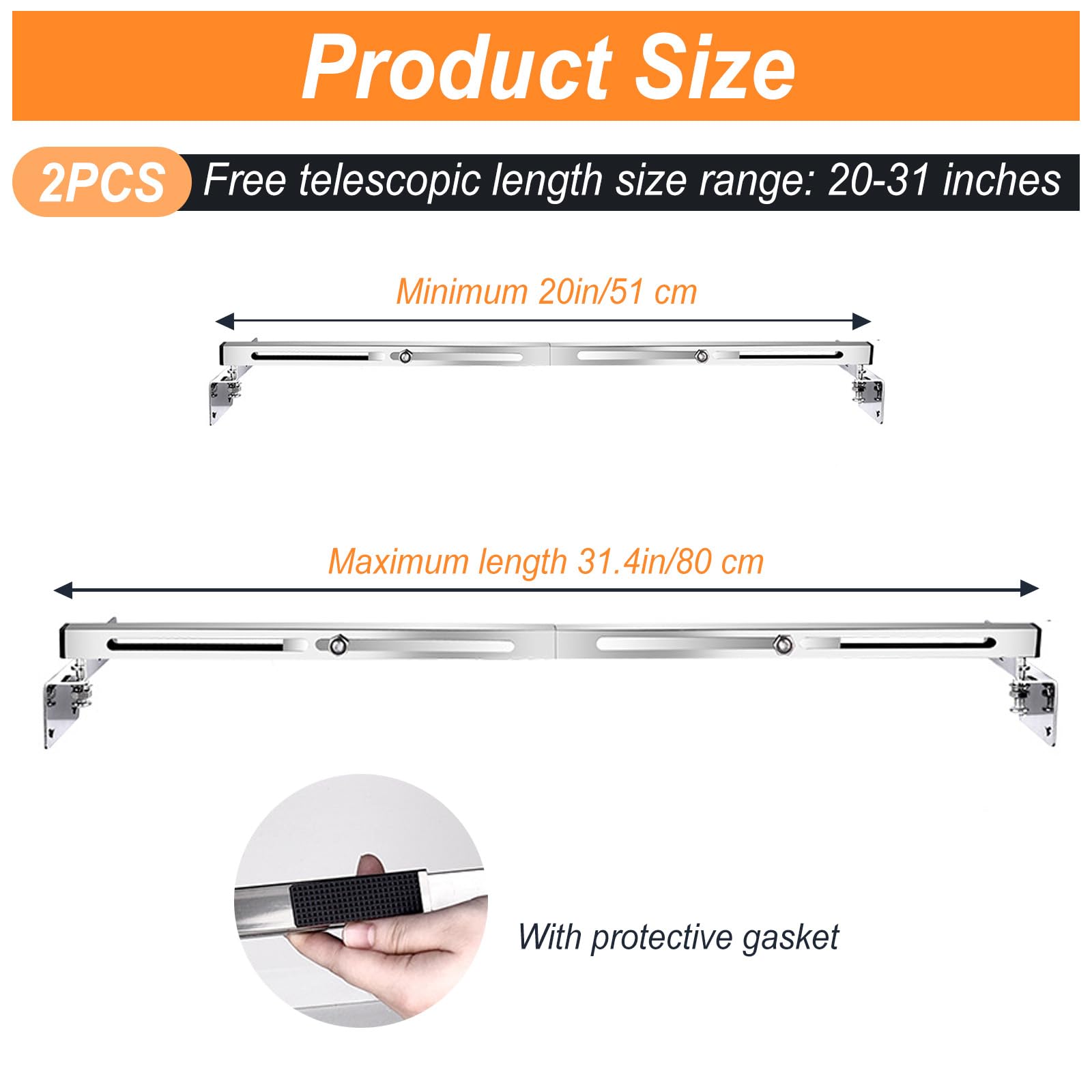 2 Pcs Undermount Sink Supports Brackets Supports Adjustable Stainless Steel Installation Kit Mounting for Heavy Duty Undermount Kitchen Bathroom (51-80cm) - Image 2