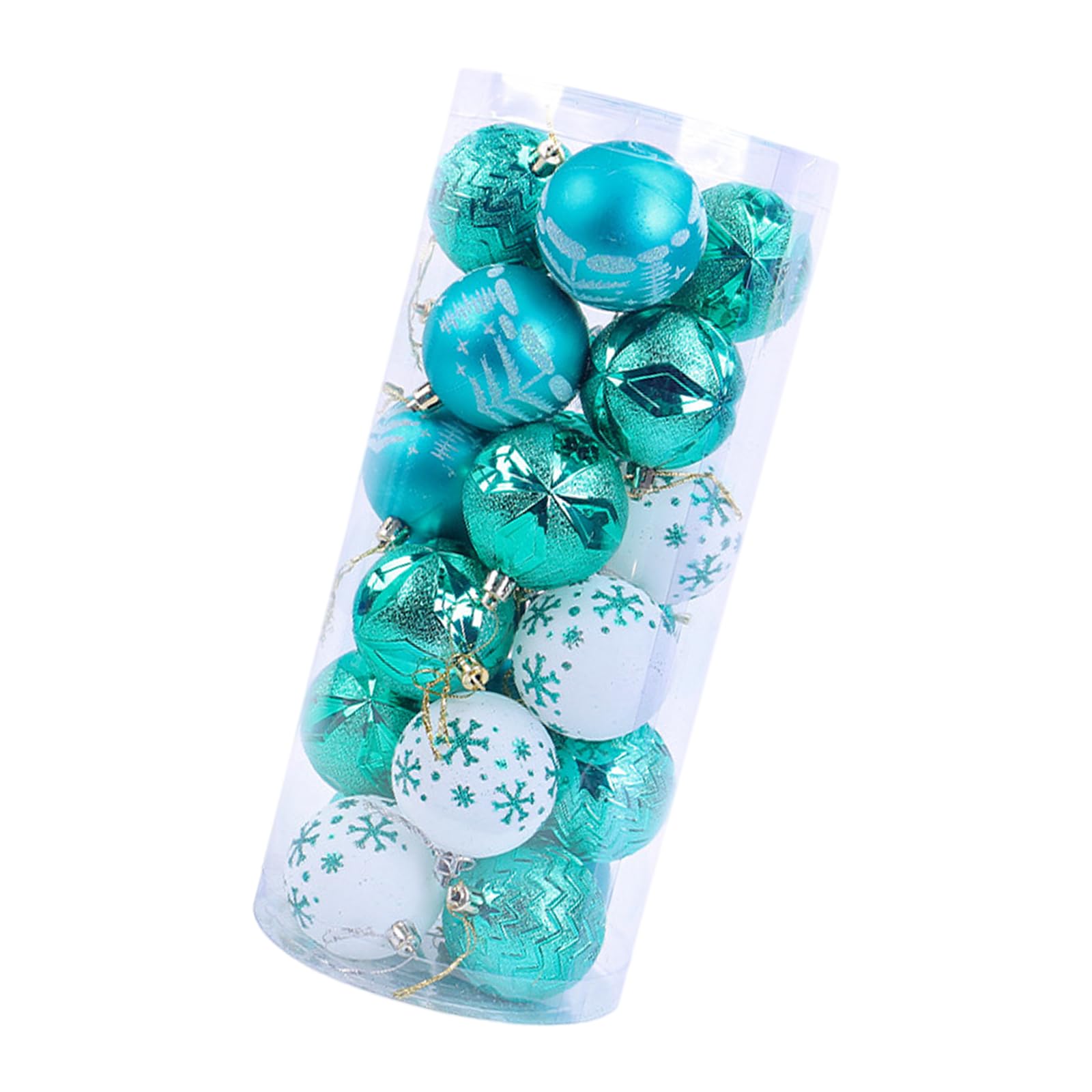 Tsophreniq 24Pcs Glittering Shatterproof Sphere Ornament Christmas Celebration Hanging Sphere Unbreakable Tree Hanging Decoration Hand Painted