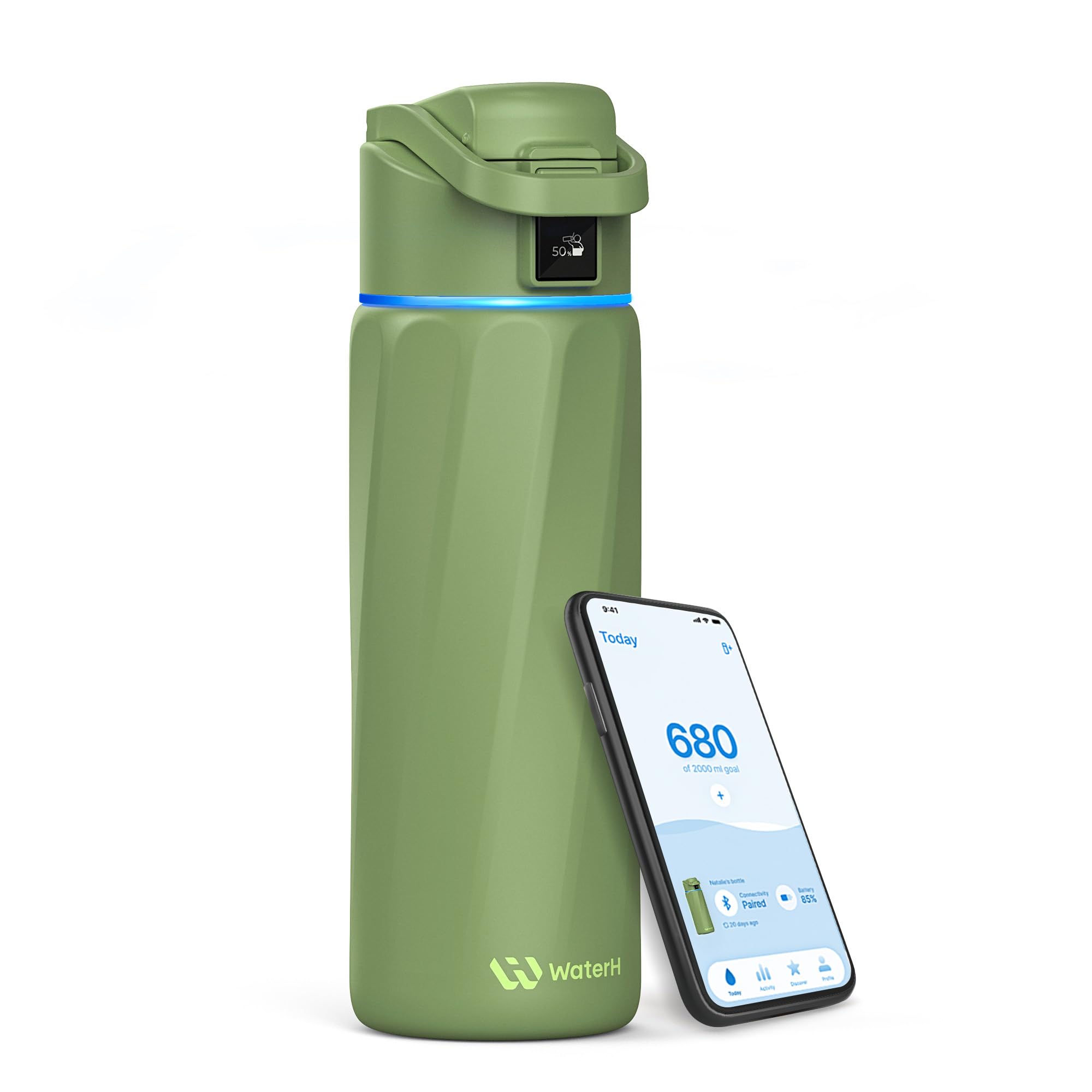 WaterH Boost Borraccia Intelligente 24 Oz – Acciaio Inox Con Promemoria Idratazione, App E Display LED – Regalo Benessere - 4