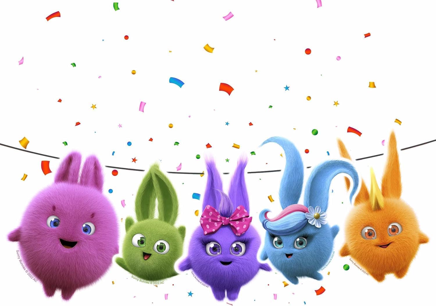 Whimsical Cartoon Sunny Bunnies 5-Piece Banner Set - Add Playful Charm to Your Party Decor