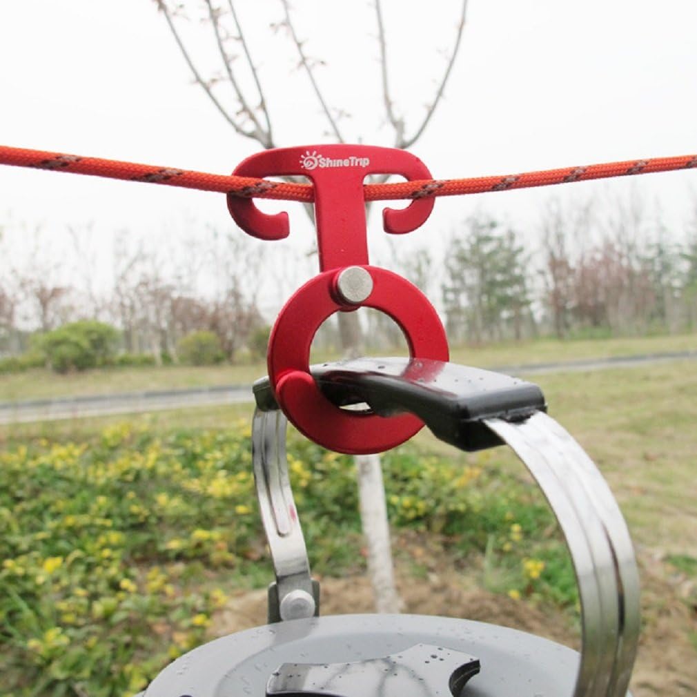 5pcs Ultralight Aluminum Guyline Cord Adjuster for Tent Camping Hiking Backpacking Outdoor Activity,Fixed Antiskid Open Hooks Outdoor Accessories,Red