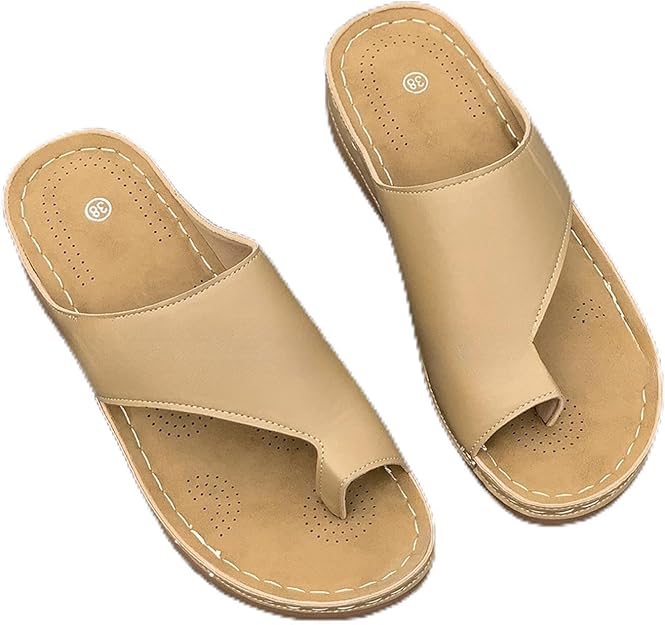 FloAPa Flip Flops Women's Toe Separator Leather Sandals Arch Support