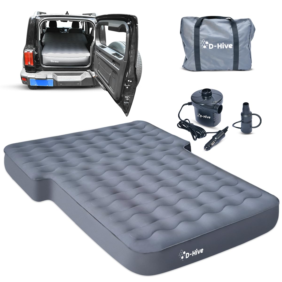 D-Hive SUV Air Mattress, Ultra-Thick Material Extra-High Car Air Mattress, SUV Mattress for Toyota 4runner, Jeep Wrangler, Car Mattress Inflatable