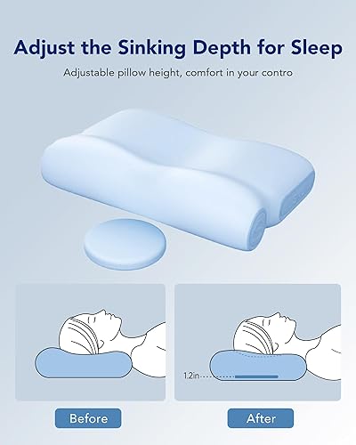 Miniatura 3 de SKG P3E - Almohada cervical cervical para aliviar el dolor, almohada de cuello ergonómica de 3 capas con elevador de almohada ajustable para dormir