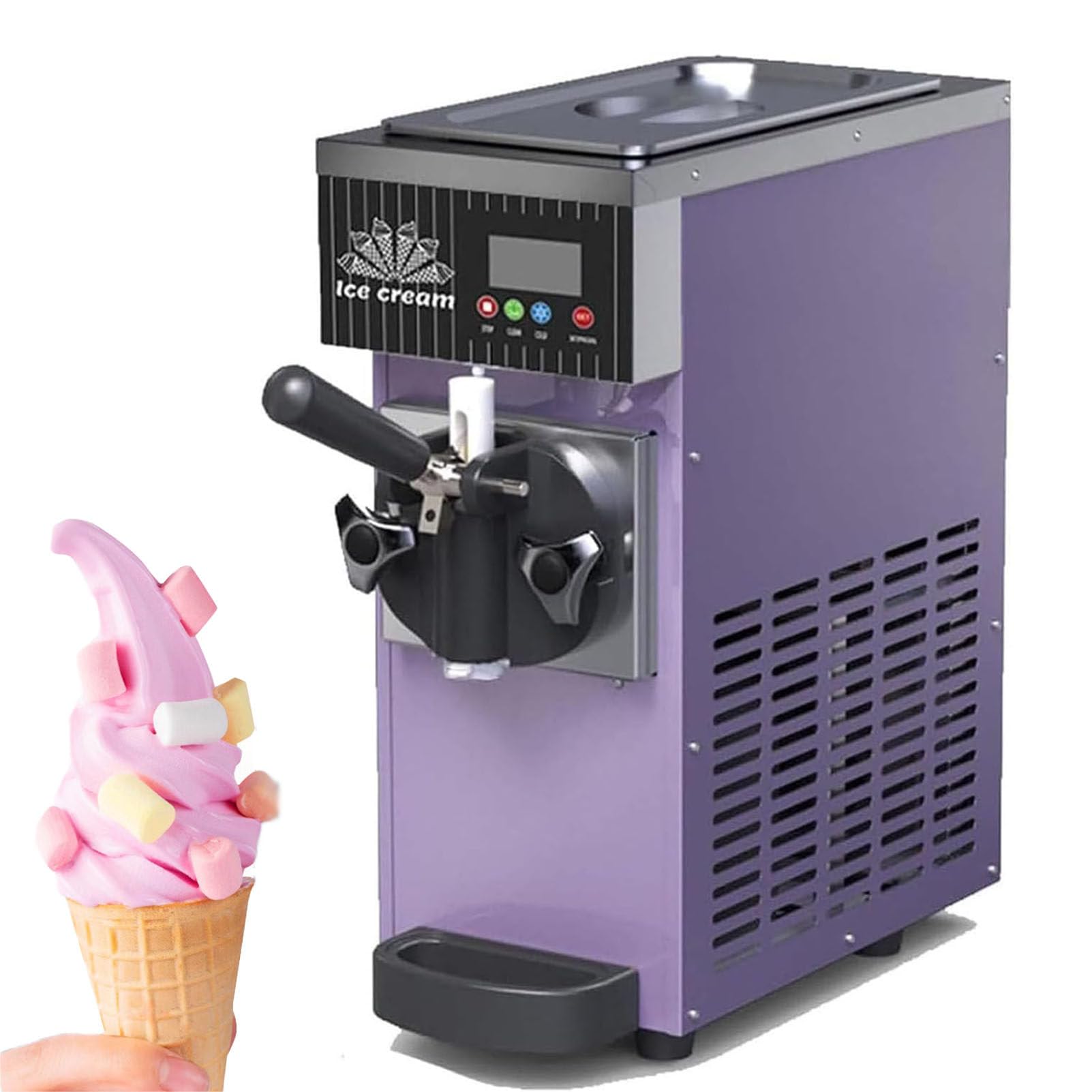 Máquina comercial de helado, máquina de helado de un solo sabor, 4-5 kg/h, limpieza automática y preenfriamiento, para bares, restaurantes, naranja, morado