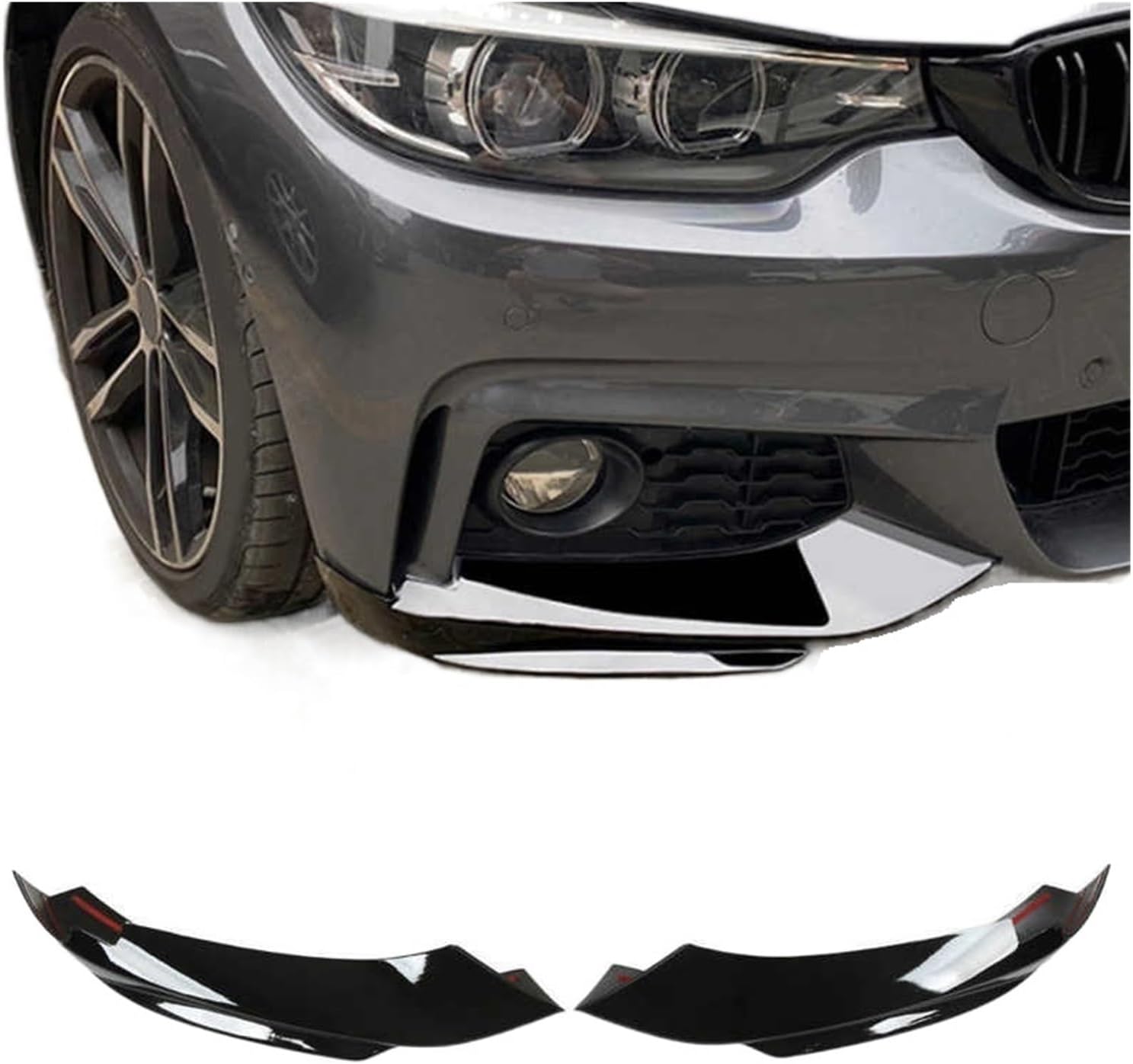 2 Pcs Car Front Bumper Diffuser Lip Spoiler Splitter Glossy