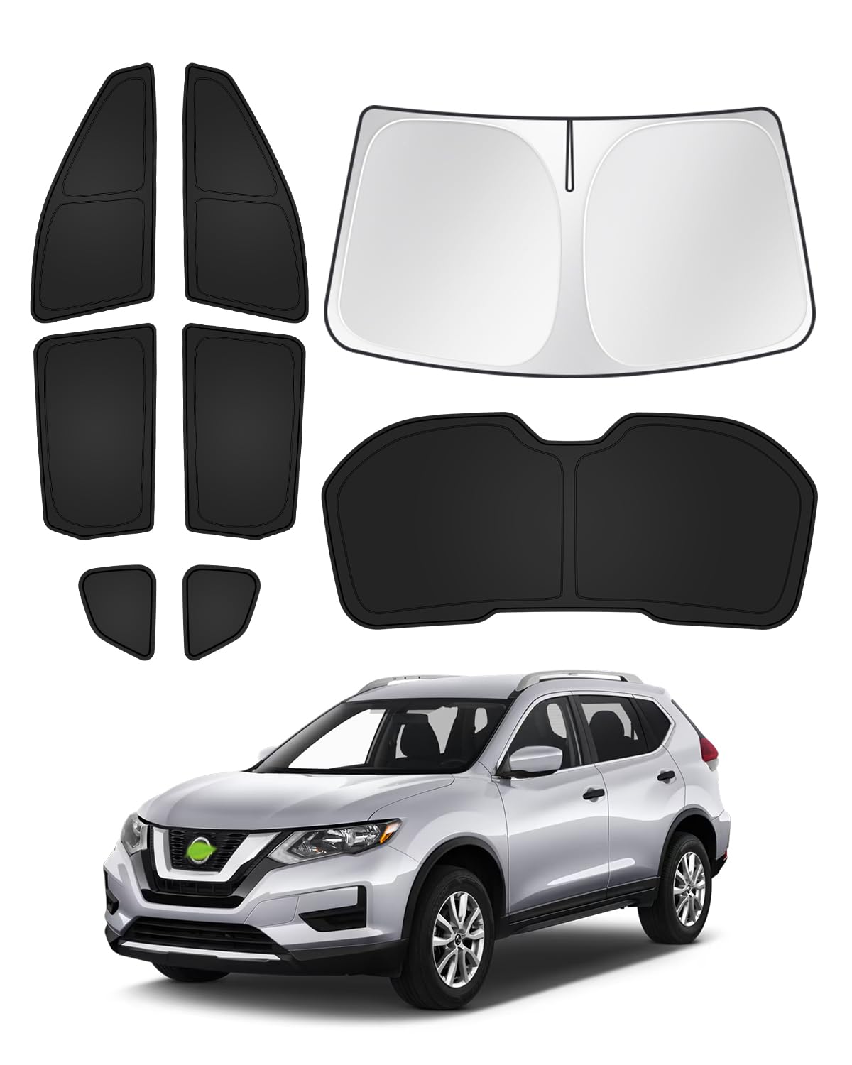 Canvcle Sunshades for 2014-2020 Nissan Rogue (Not for Rogue Sport) Accessories Windshield Sun Shade Side Rear Window Shade Cover Sun Visor Shield Privacy Protection Keep Vehicle Cool Black 8PCS