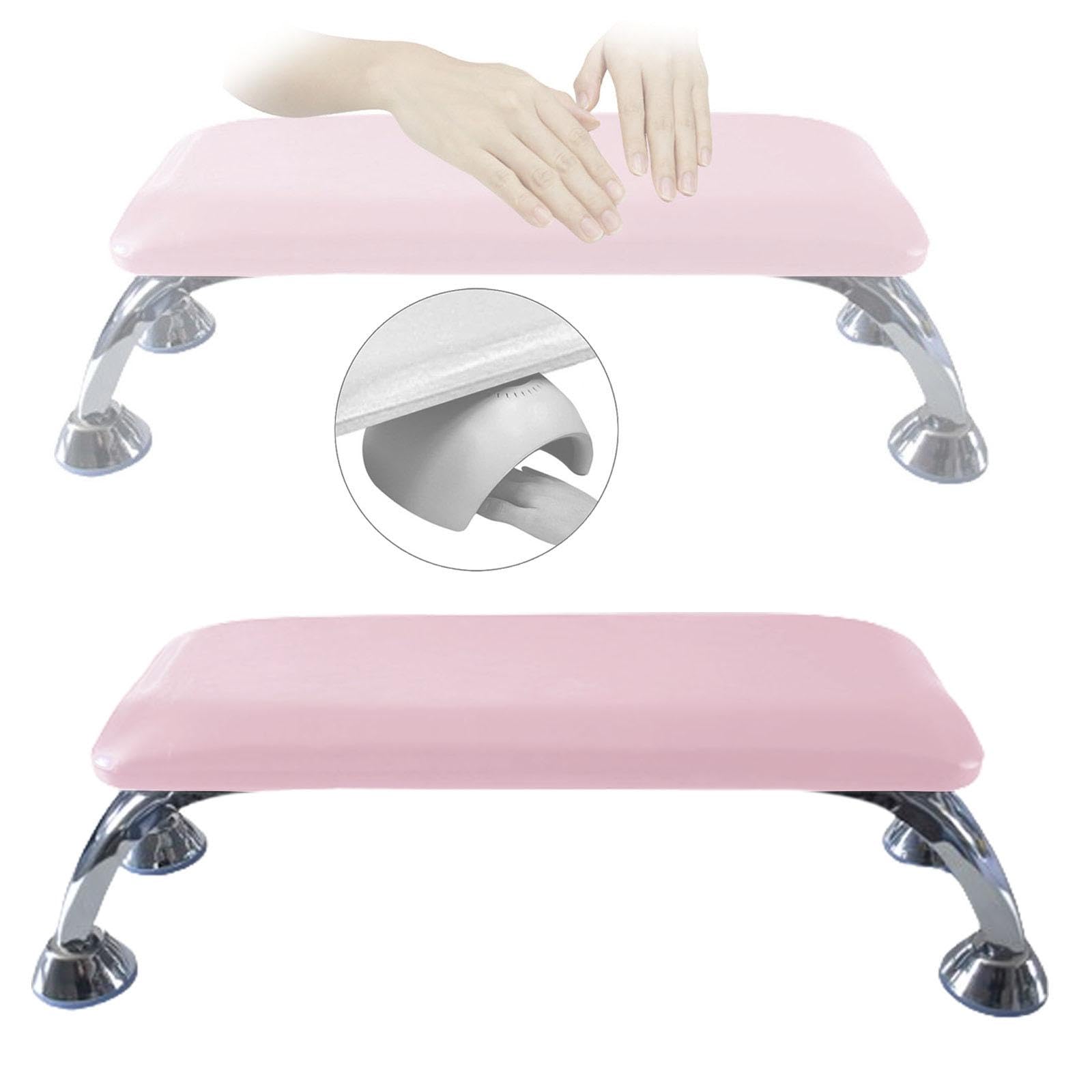 Oshhni Repose-ongles de Manucure, Repose-bras pour Ongles, Professionnel, Coussin de Main, Cuir PU, Repose-main pour Ongles, pour Technicien D'ongles, Indisp, Rose et argent