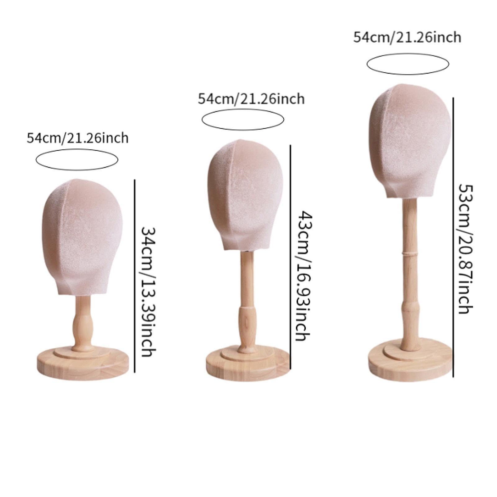Manichino Testa Porta Cappelli Espositore Supporto Parrucche Regolabile Struttura in Pp Tessuto E Legno Superficie Liscia Leggero Adatto per Salone Ca, Medio