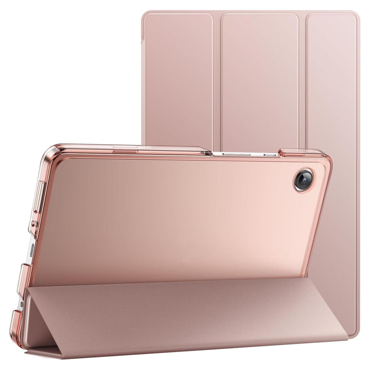 MOCA Cover for Samsung Galaxy Tab A11 8.7 inch/Tab A9 8.7 inch, Flip Stand Case with Transparent Back, Slim Magnetic Trifold Smart Cover, Shockproof Soft TPU Protective Tablet Case (Rose Gold)-image-23