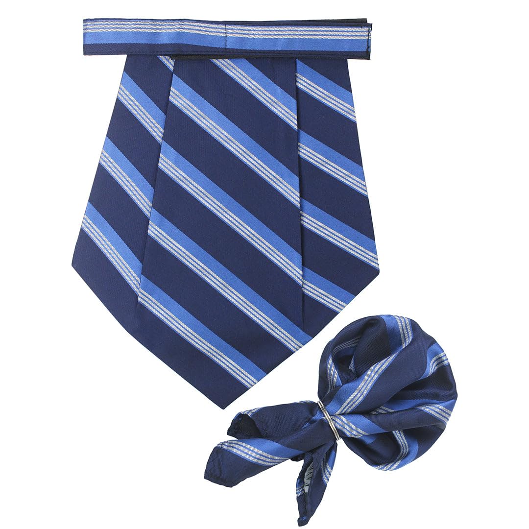 The Striped Grande Blue Cravat & Pocket Square set-image-24