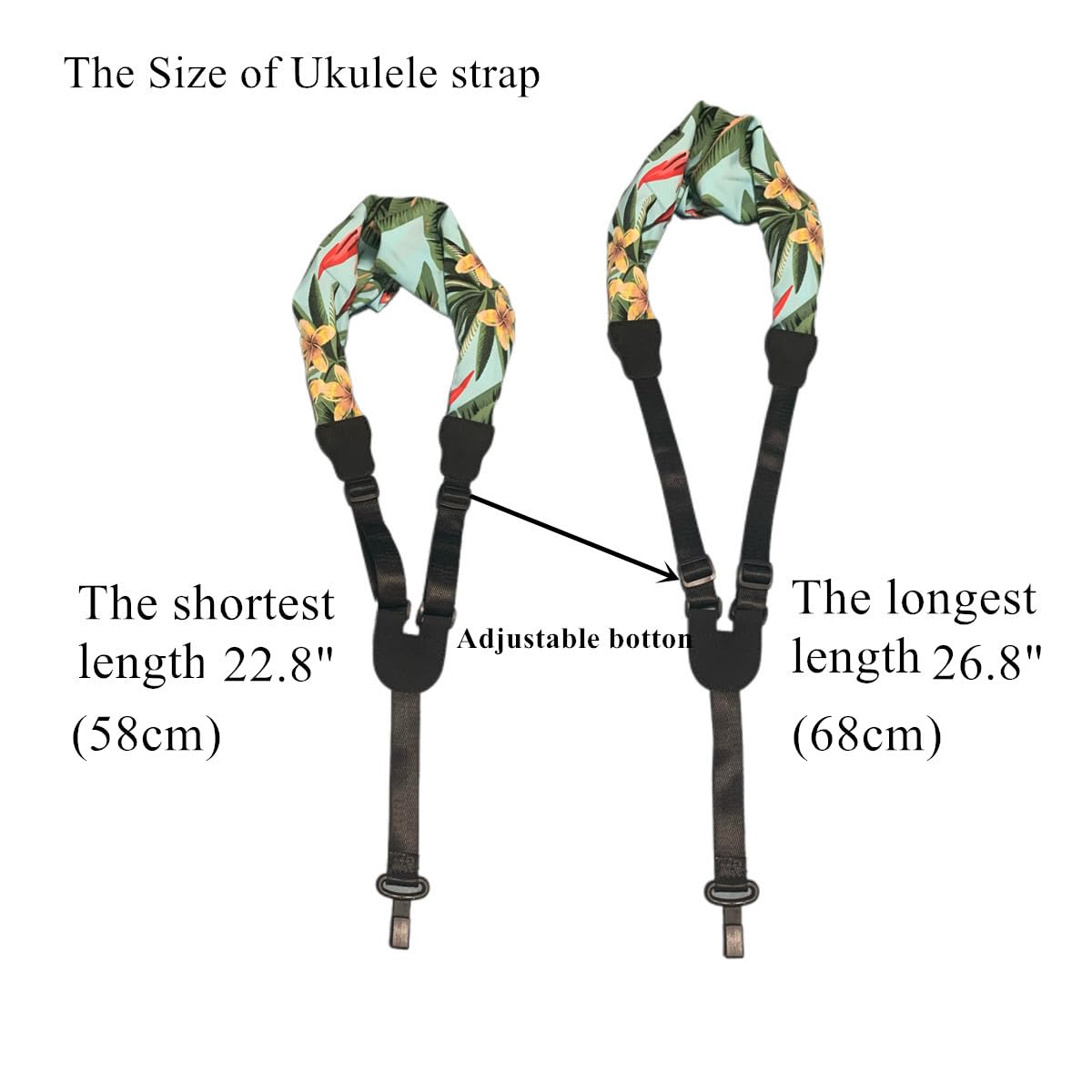 Trssorm Ukulele Strap Scarf Style Adjustable Neck Strap and Ukulele Belt with Hook for Guitar, Green, 75 - Image 2
