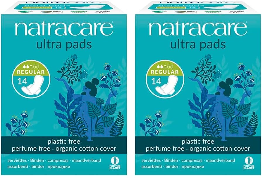 Natracare - Compresas Ultra Regular con Alas - Producto Natural - Ideal para Flujo Menstrual Poco Abundante - Para Pieles Sensibles - Absorbentes y Finas - Aptas para Veganos - 14 Compresas