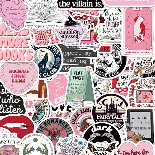 Nurila 50 Stück Romance Leser Aufkleber, Bookish Aufkleber Packung für Kindle Glossy Buchliebhaber...