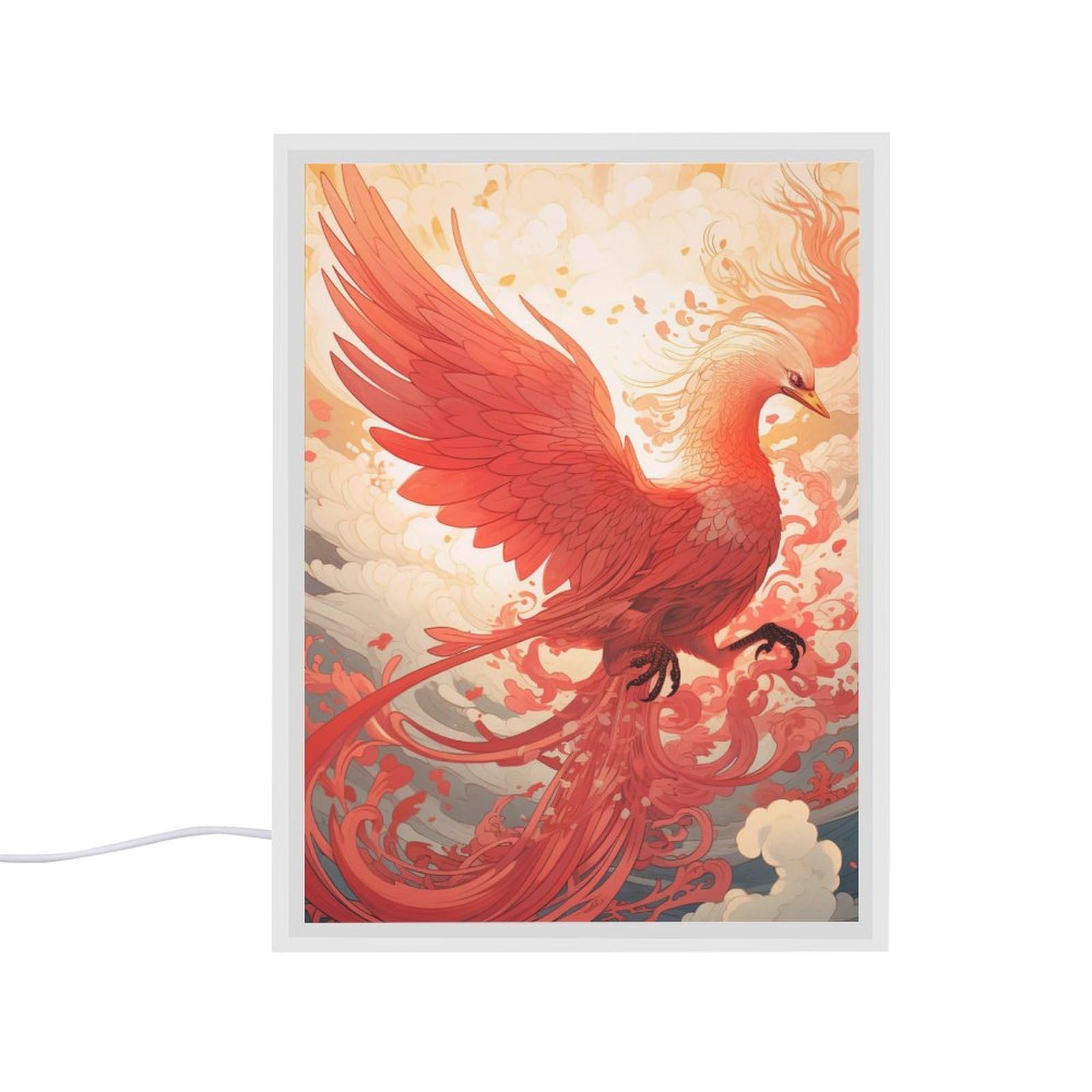 Personalised Mirror Acrylic Night Light Dragon Phoenix LED Night Light Children Desk Bedside Lamp Tricolor Dimming Nightlight Toddler Birthday Button Switch