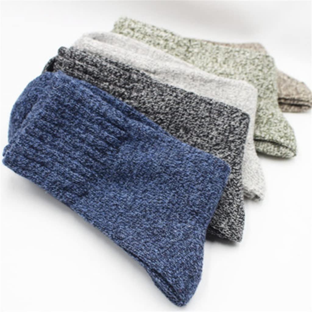 5 Pares de Invierno de los Hombres Calcetines de Lana Caliente de los Hombres Paquete de Color sólido Harajuku Retro Grueso Terry Cashmere Sock (Color: 5 Pares Tamaño: Un tamaño)