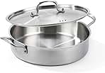 Saute Pan, 7 Quart Tri-Ply Stainless Steel Saute Pan, 12inch Deep Frying Pan with Lid, Saute Skillet, Rondeau Pot with Lid Compatible with All Cooktops Up to 600℉