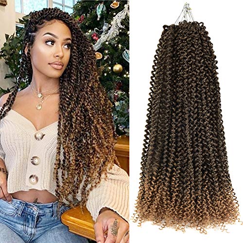 Niseyo 7 Packs Passion Twist Hair 18 Inch Ombre Water Wave Crochet Braiding Hair for Butterfly Locs Passion Twist Crochet Hair Extensions (7Packs T27)