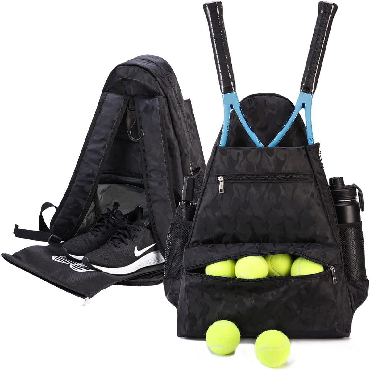 shiningwaner Tennis Bags Tennis Backpack with Shoe Compartment Shoe Bag for Men and Women, Holding Tennis/Badminton/Squash Racket, Pickleball Paddles and Other Accessories, Grey : Sports & Outdoors