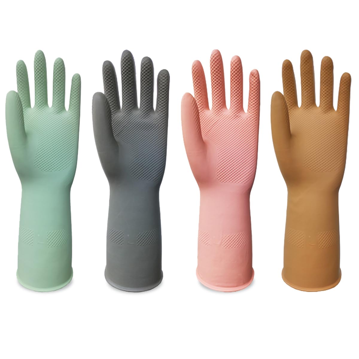 DOSEWART 4 Pairs Rubber Cleaning Gloves, Dishwashing Kitchen Gloves for Washing Dishes Non-Slip Grip Design for Cleaning