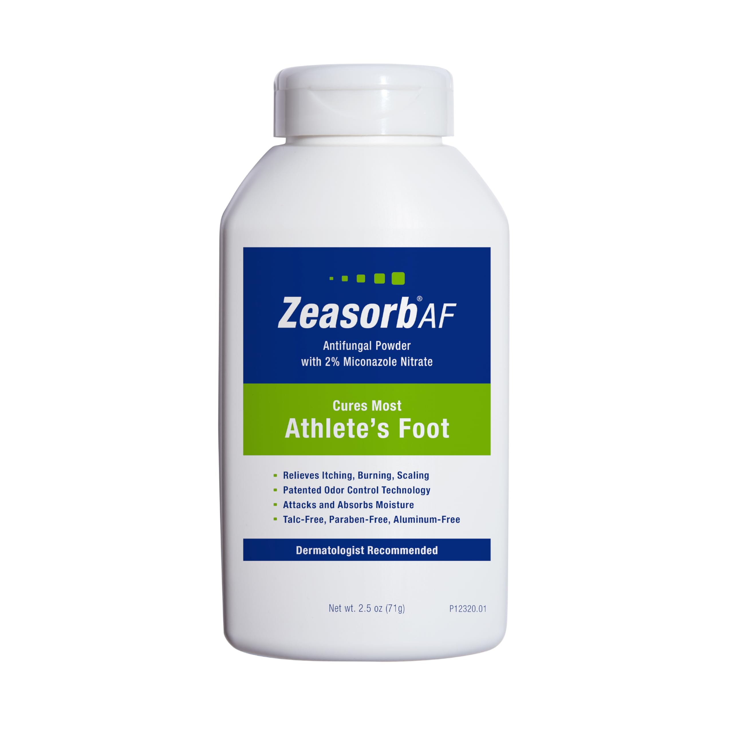 ZeasorbSuper Absorbent AF Powder, Patented Odor Control Technology, with 2% Miconazole Nitrate and Soothing Aloe, Talc-Free, 2.5 oz Bottle
