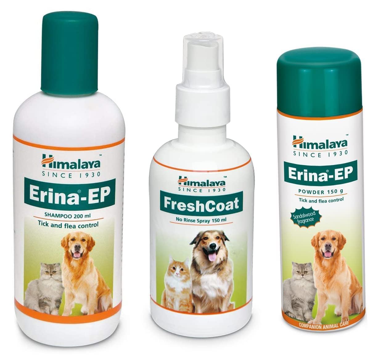 BULLYPET Erina-EP Tick, Flea Control Shampoo, 200 ml & Erina Ep Powder and 150g & Fresh Coat, 200 Ml Combo of 3