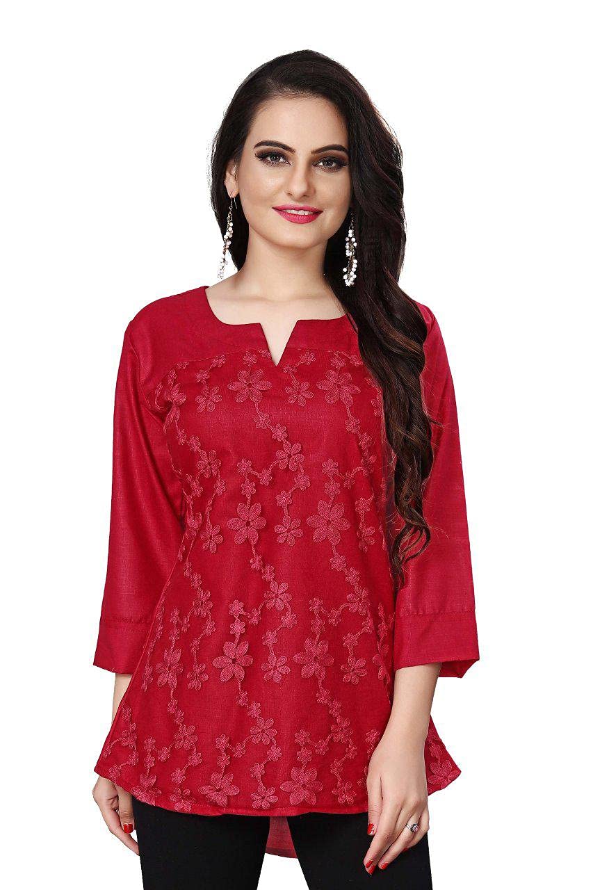 vastravilla enterprise Women's Cotton Fancy Top (Maroon)-picture-32