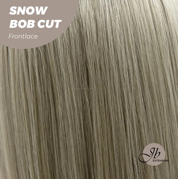 Miniatura 4 de Peluca de encaje frontal SNOW Bob corte blanco pelucas rectas para mujer, pelucas sintéticas naturales para uso diario (pelucas de cabello natural)