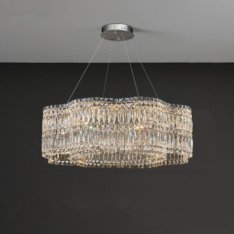 Lustre en cristal moderne ovale de 100 cm de style italien pour grand salon et salle à manger